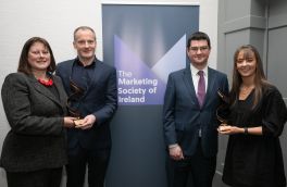 Grand Prix Winners: Siobhán Collins from Bord Bia with David Cullen, Iarlaith Corcoran and Emily Higgins from Opinions
